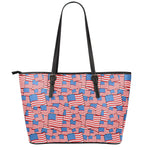 4th of July USA Flag Pattern Print Leather Tote Bag