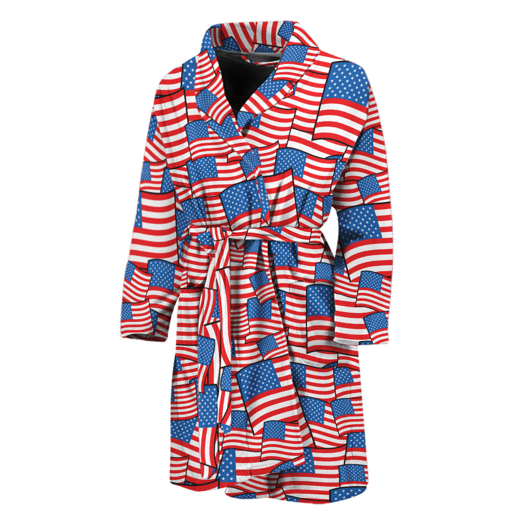 4th of July USA Flag Pattern Print Men's Bathrobe