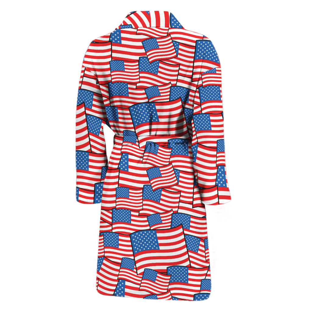 4th of July USA Flag Pattern Print Men's Bathrobe