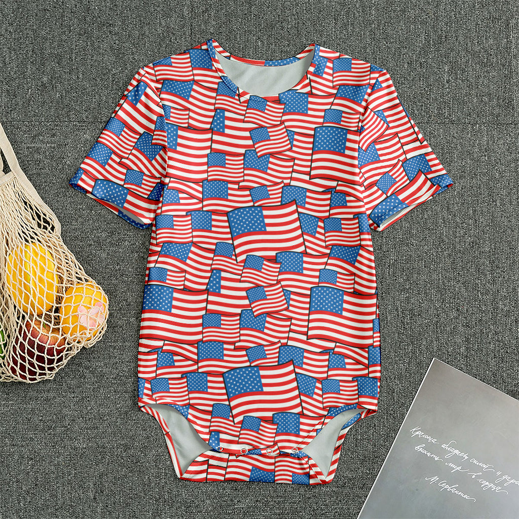 4th of July USA Flag Pattern Print Men's Bodysuit