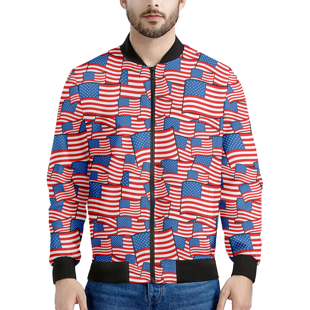 4th of July USA Flag Pattern Print Men's Bomber Jacket