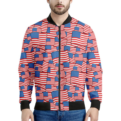 4th of July USA Flag Pattern Print Men's Bomber Jacket