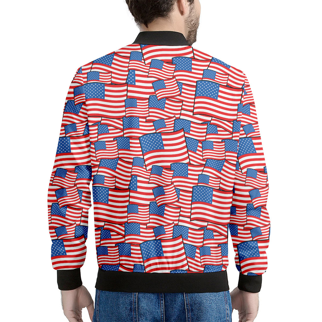 4th of July USA Flag Pattern Print Men's Bomber Jacket