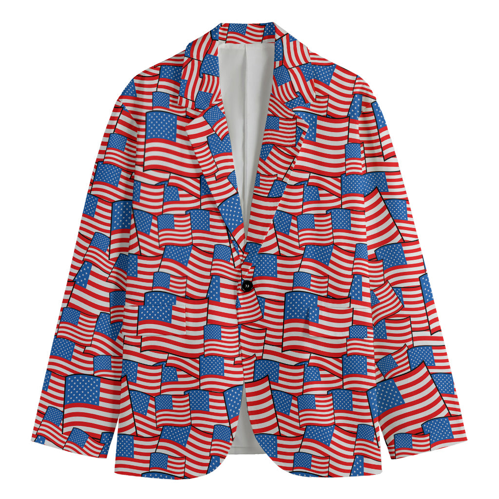 4th of July USA Flag Pattern Print Men's Cotton Blazer