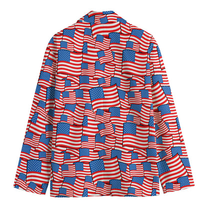 4th of July USA Flag Pattern Print Men's Cotton Blazer
