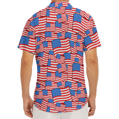 4th of July USA Flag Pattern Print Men's Deep V-Neck Shirt