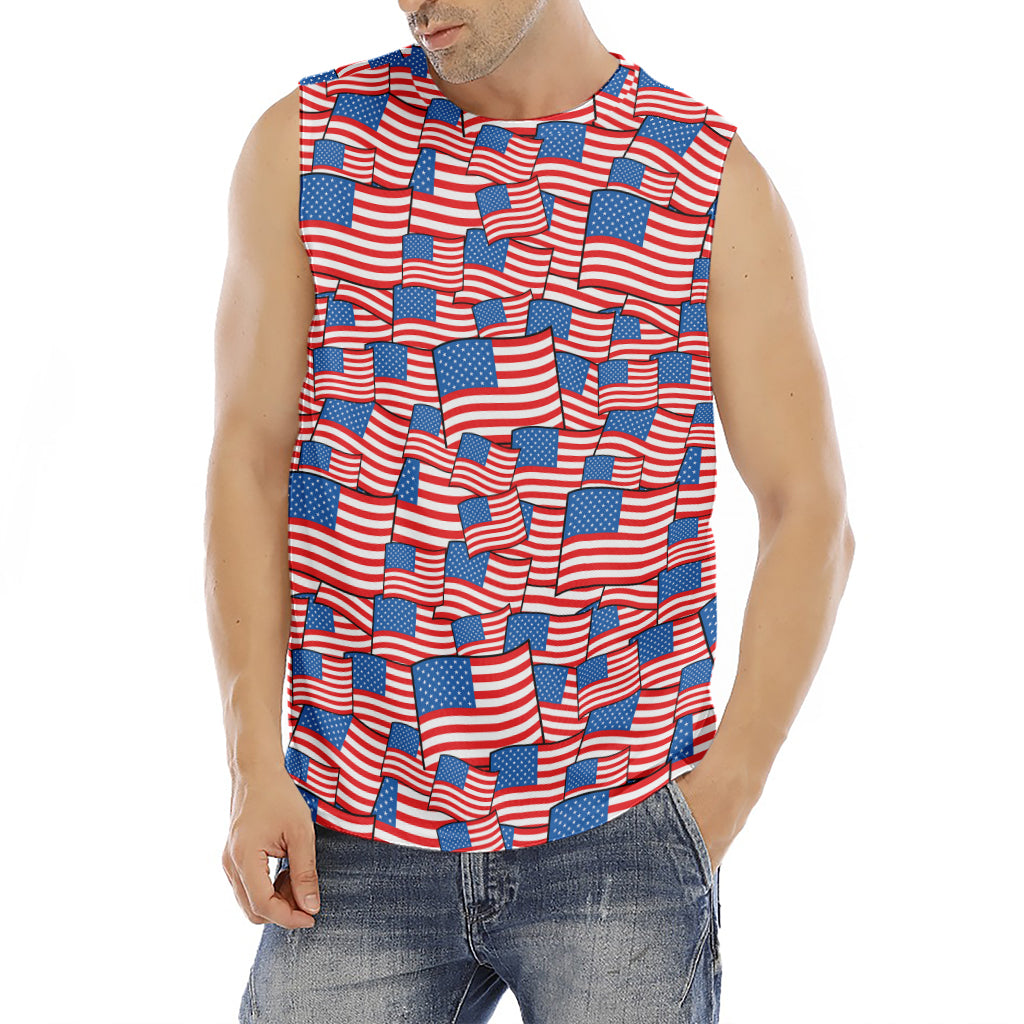 4th of July USA Flag Pattern Print Men's Fitness Tank Top
