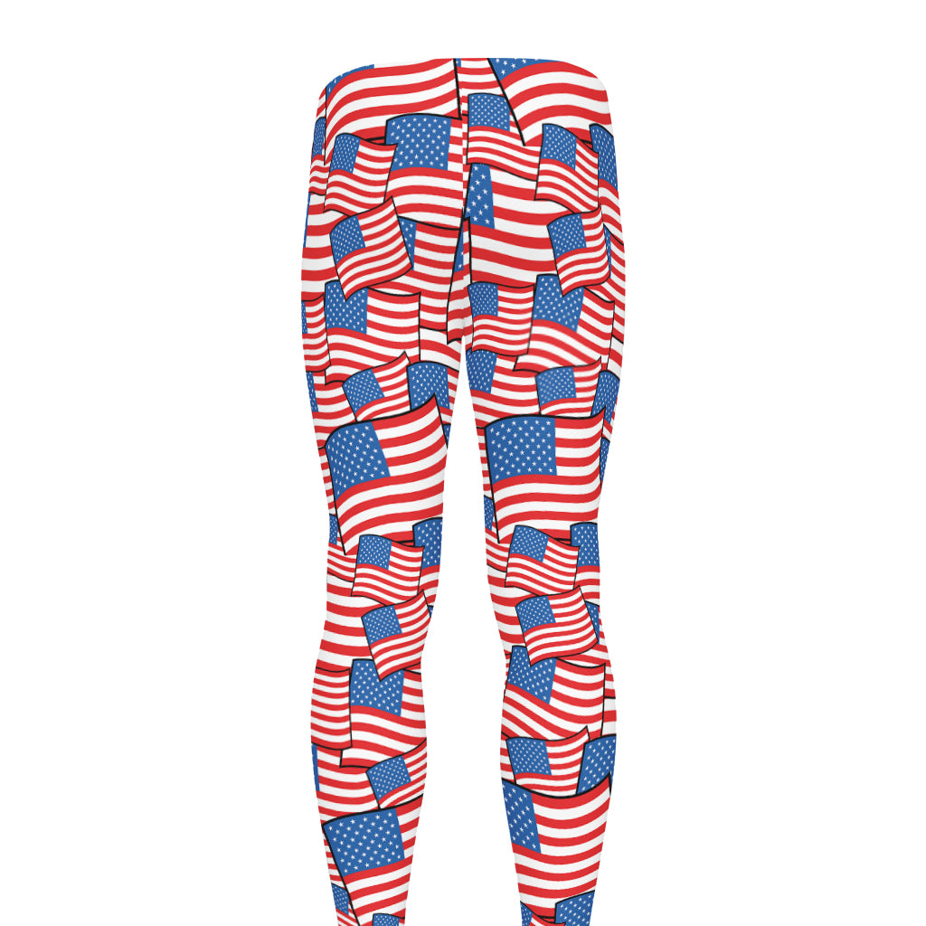 4th of July USA Flag Pattern Print Men's leggings