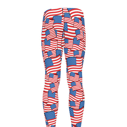 4th of July USA Flag Pattern Print Men's leggings