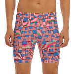 4th of July USA Flag Pattern Print Men's Long Boxer Briefs