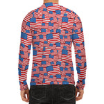 4th of July USA Flag Pattern Print Men's Long Sleeve Rash Guard