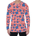 4th of July USA Flag Pattern Print Men's Long Sleeve T-Shirt