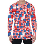 4th of July USA Flag Pattern Print Men's Long Sleeve T-Shirt