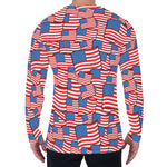 4th of July USA Flag Pattern Print Men's Long Sleeve T-Shirt