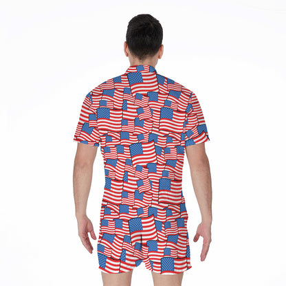4th of July USA Flag Pattern Print Men's Rompers