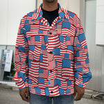 4th of July USA Flag Pattern Print Men's Shirt Jacket