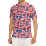 4th of July USA Flag Pattern Print Men's Short Sleeve Rash Guard