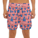 4th of July USA Flag Pattern Print Men's Split Running Shorts