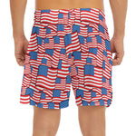 4th of July USA Flag Pattern Print Men's Split Running Shorts