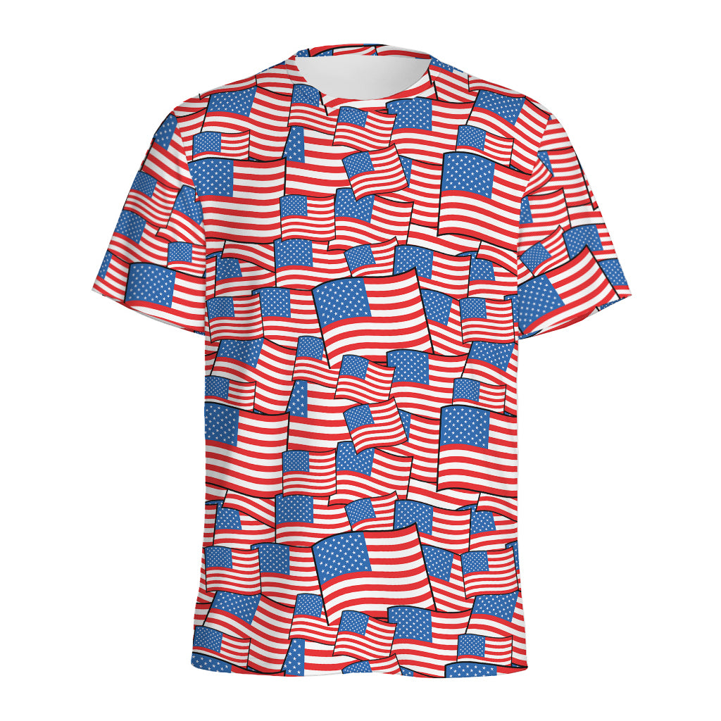 4th of July USA Flag Pattern Print Men's Sports T-Shirt