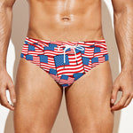 4th of July USA Flag Pattern Print Men's Swim Briefs