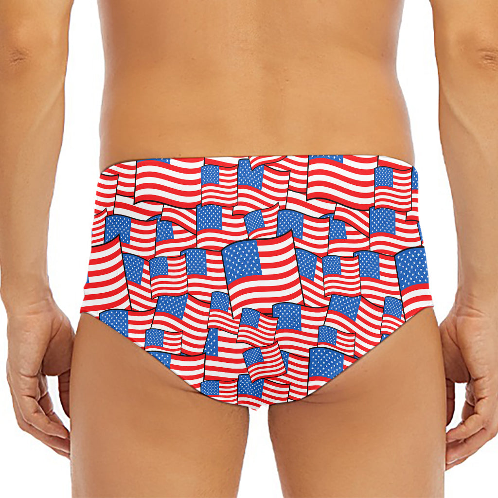 4th of July USA Flag Pattern Print Men's Triangle Swim Briefs