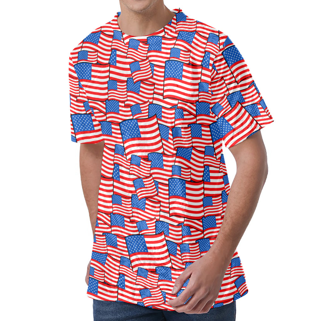 4th of July USA Flag Pattern Print Men's Velvet T-Shirt