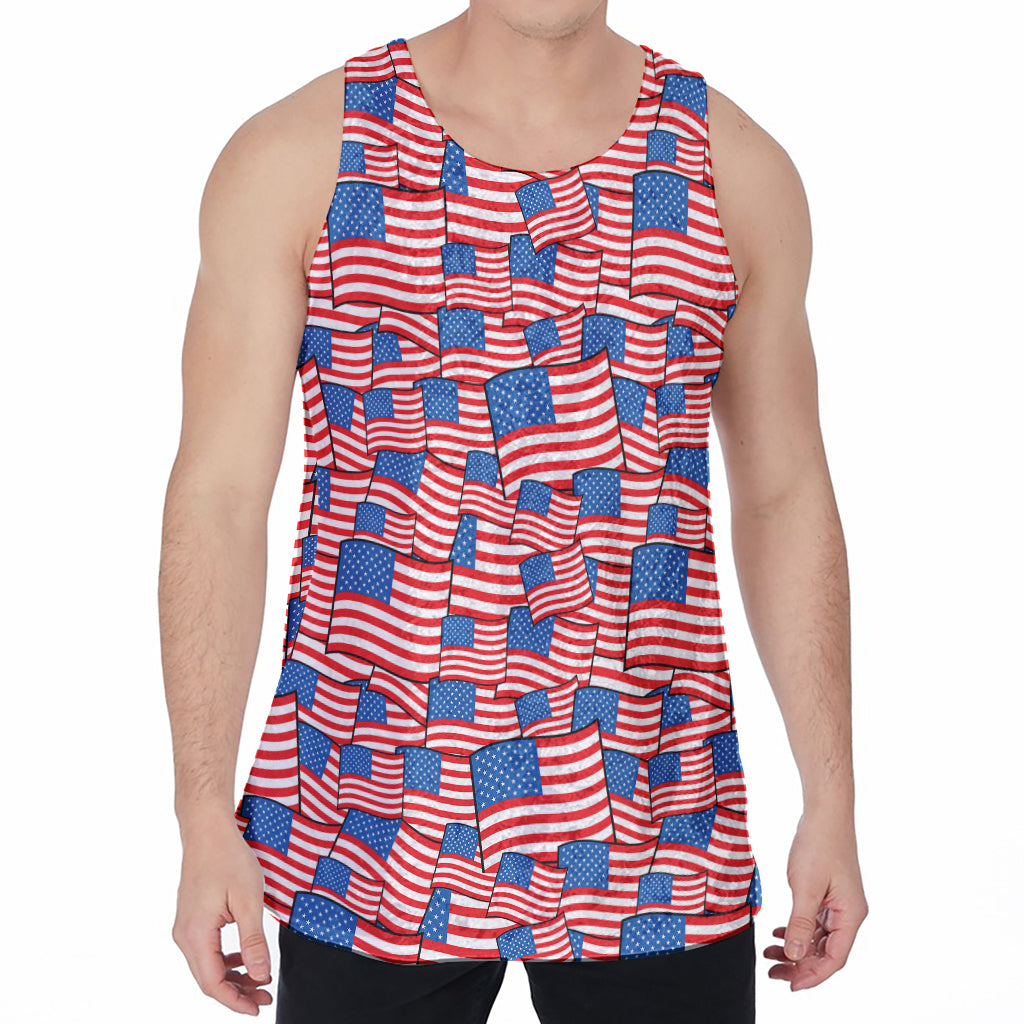 4th of July USA Flag Pattern Print Men's Velvet Tank Top