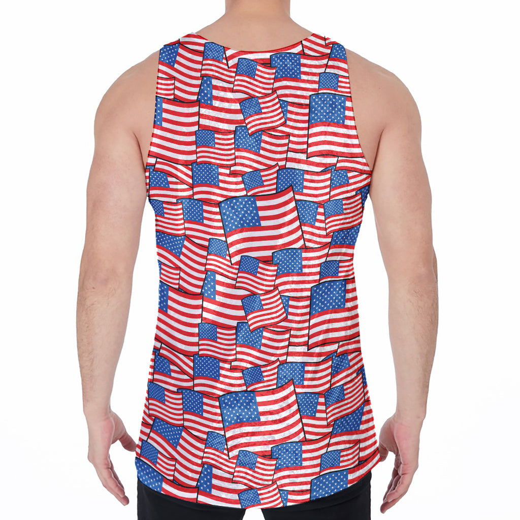 4th of July USA Flag Pattern Print Men's Velvet Tank Top