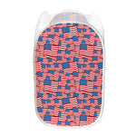 4th of July USA Flag Pattern Print Mesh Laundry Hamper