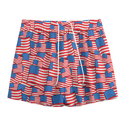 4th of July USA Flag Pattern Print Mesh Shorts