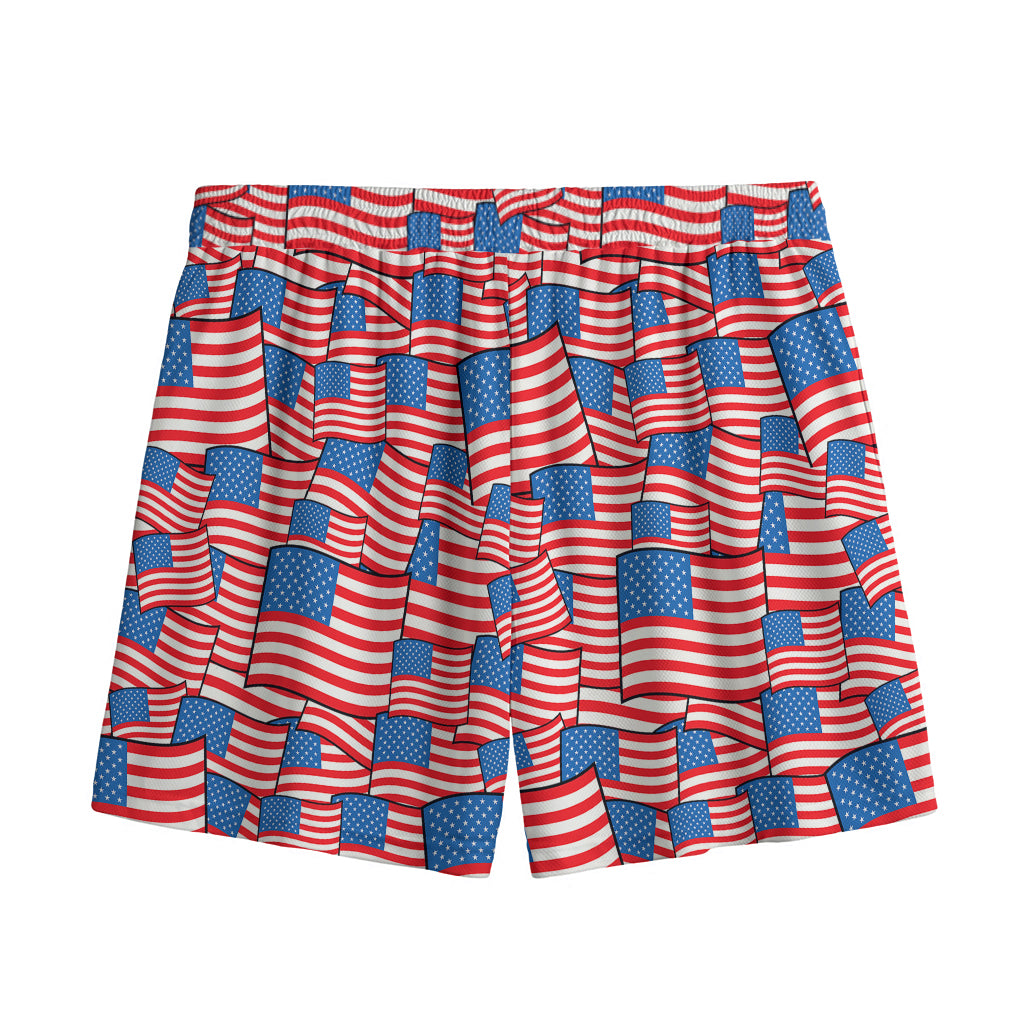 4th of July USA Flag Pattern Print Mesh Shorts
