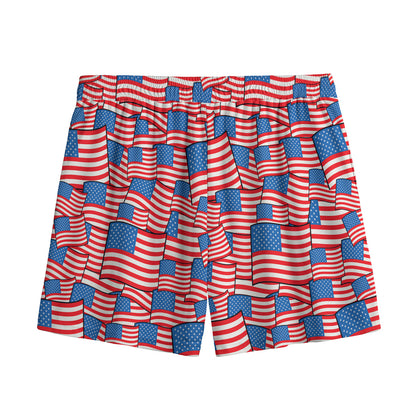 4th of July USA Flag Pattern Print Mesh Shorts