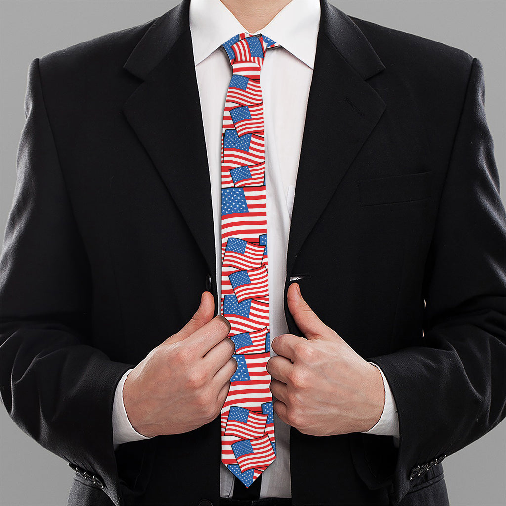 4th of July USA Flag Pattern Print Necktie