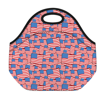 4th of July USA Flag Pattern Print Neoprene Lunch Bag