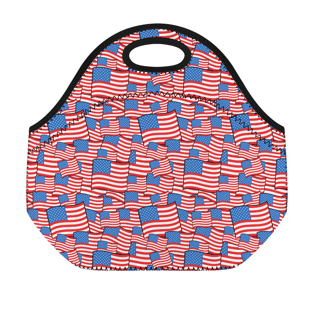4th of July USA Flag Pattern Print Neoprene Lunch Bag