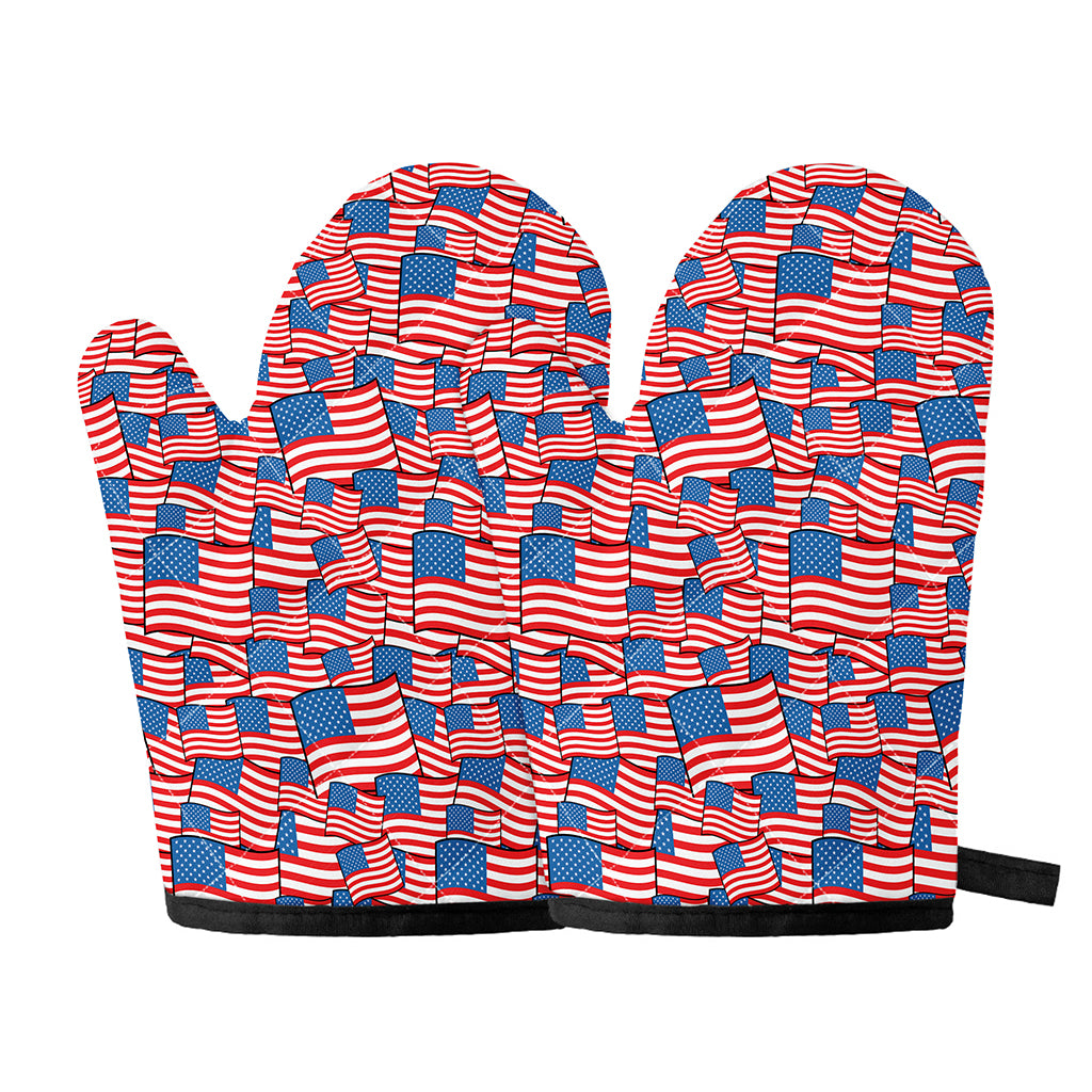 4th of July USA Flag Pattern Print Oven Mitts