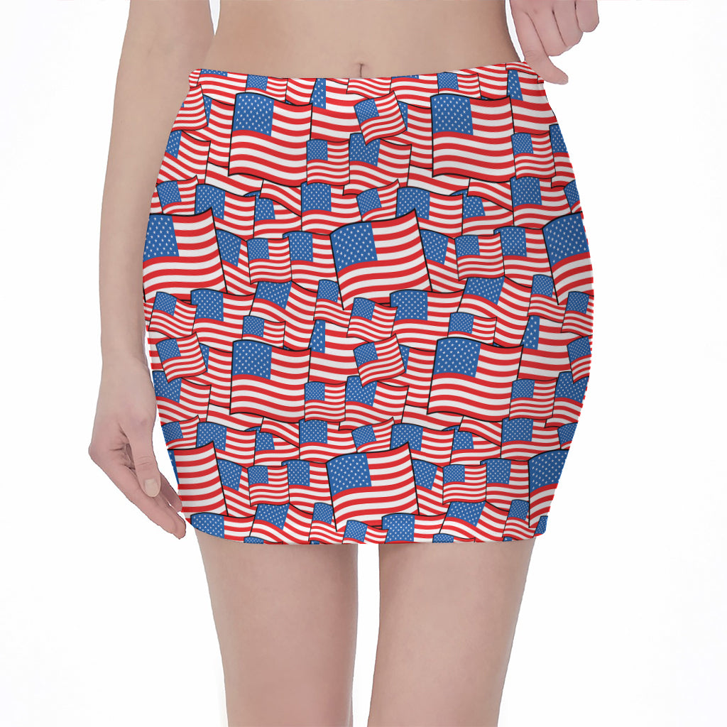 4th of July USA Flag Pattern Print Pencil Mini Skirt