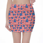4th of July USA Flag Pattern Print Pencil Mini Skirt