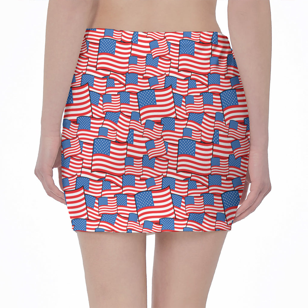 4th of July USA Flag Pattern Print Pencil Mini Skirt