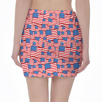 4th of July USA Flag Pattern Print Pencil Mini Skirt