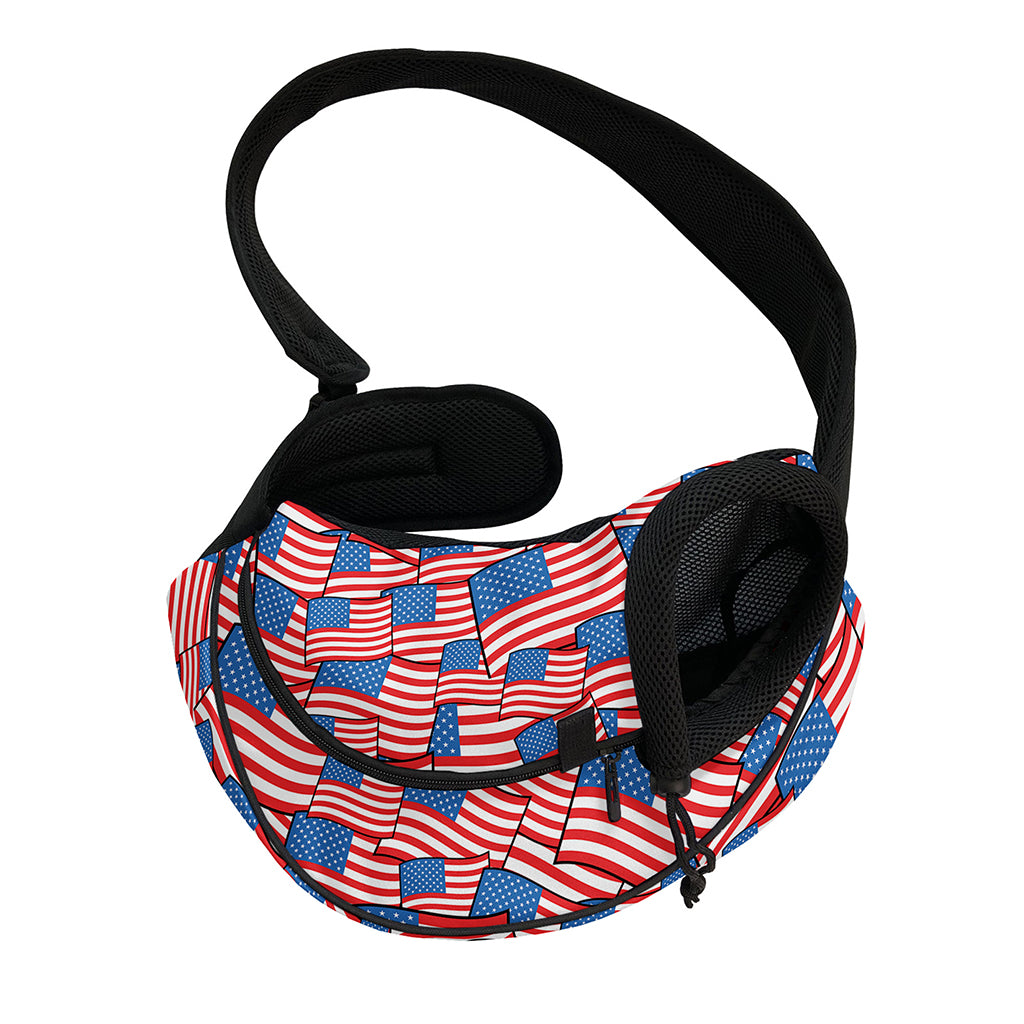 4th of July USA Flag Pattern Print Pet Sling Carrier