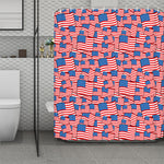 4th of July USA Flag Pattern Print Polyester Shower Curtain