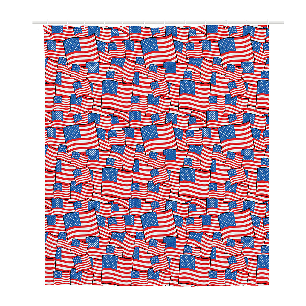 4th of July USA Flag Pattern Print Polyester Shower Curtain