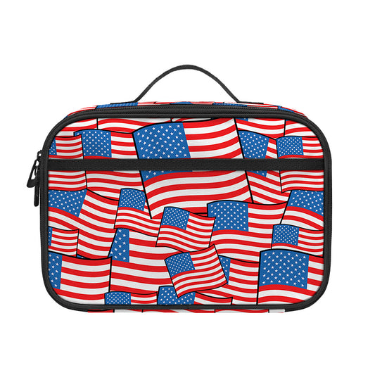 4th of July USA Flag Pattern Print Portable Lunch Bag
