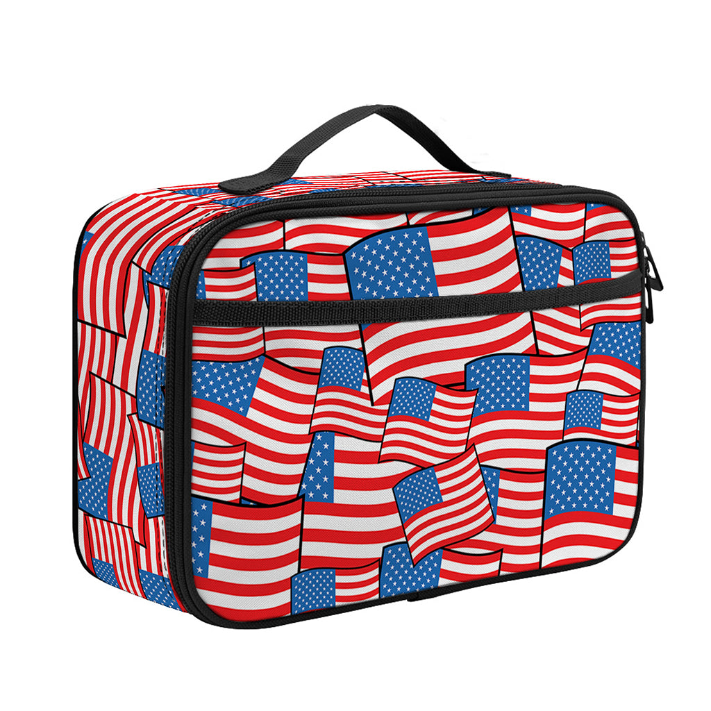 4th of July USA Flag Pattern Print Portable Lunch Bag