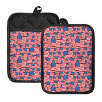 4th of July USA Flag Pattern Print Pot Holders With Pocket