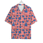 4th of July USA Flag Pattern Print Rayon Hawaiian Shirt