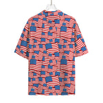 4th of July USA Flag Pattern Print Rayon Hawaiian Shirt