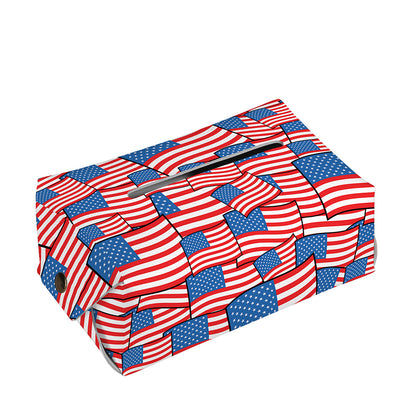 4th of July USA Flag Pattern Print Rectangle Tissue Box Cover